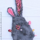 lpl - Doudou "Zoreilles" Lapin Cloudy Anthracite - Wiltshire fuchsia et Capel corail