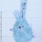lpl - Doudou "Zoreilles" Lapin Cloudy Bleu - Adeladja bleu et Nuée d'étoiles blanc-argent
