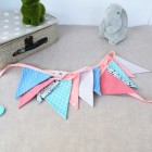 lpl-Guirlande Fanions La Mini "Fleurs bleues" Corail-lagon