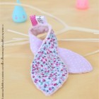 lpl - Hochet-Anneau de dentition "Zanimo Zoreilles" Fleuri magenta et mini pois parme - Polaire Vieux rose