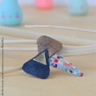 lpl - Pince Clic-clac Les Cuir - "Les Nœuds" Marine rosace-cuivre - Fleuri bleu