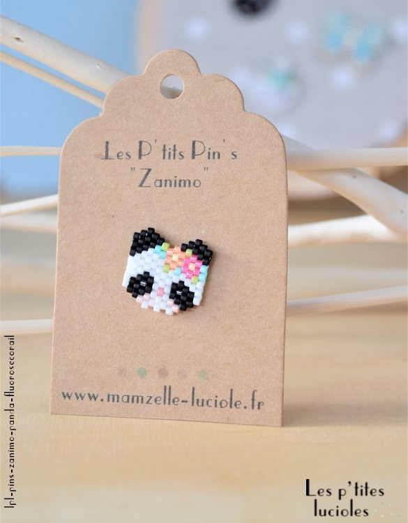 lpl - Pin's "Zanimo" Le Panda - Fluo Rose-corail