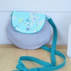 lpl - Sac P'tite Mademoizelle "Cerisier fleuri menthe et Mini pois gris"